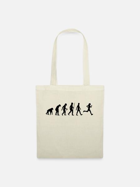 Evolution Mensch Affe Joggen Jogger Laufen Sport - Stoffbeutel - Natur