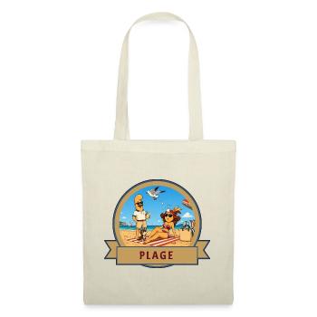 Kek & Ina à la plage - Sac en tissu - nature - Devant