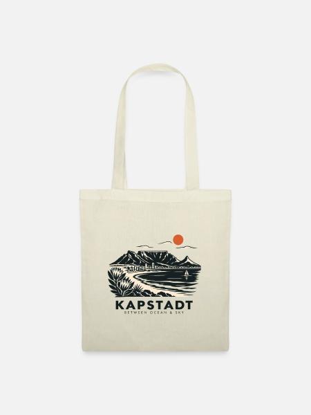 Kapstadt Küstenblick Linienstil - Stoffbeutel - Natur