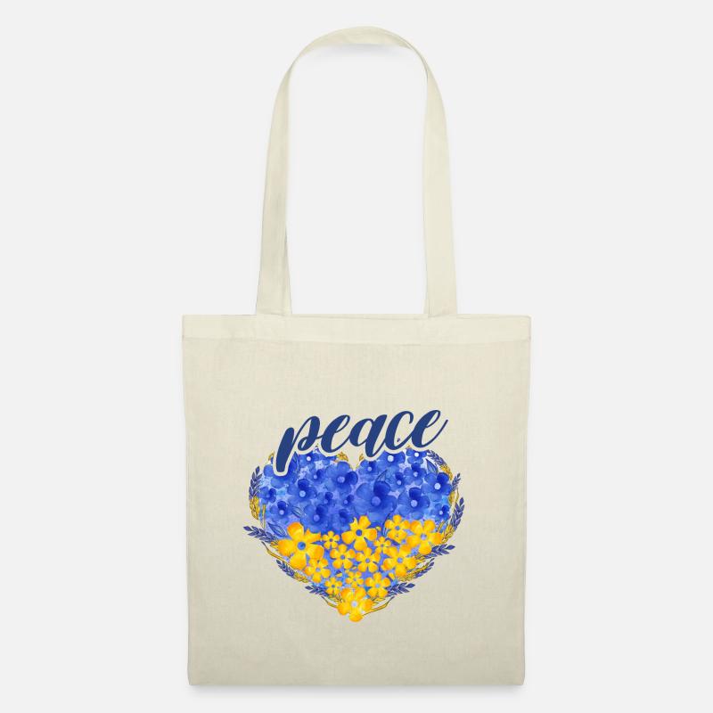 Ukraine Herz mit Peace Liebe - Stoffbeutel - Natur