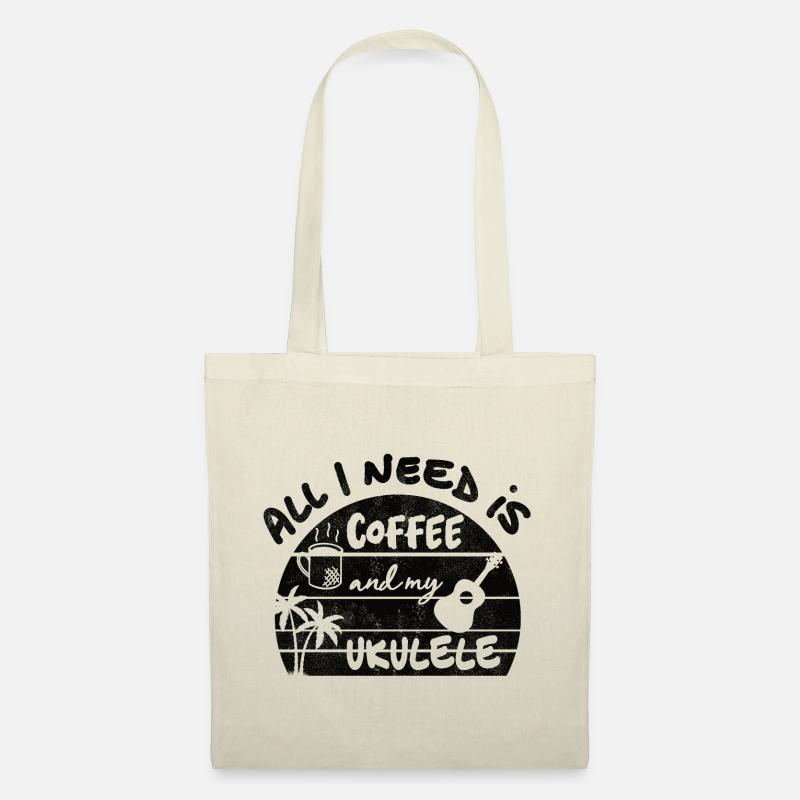 All I need is coffee and my Ukulele - schwarz - Stoffbeutel - Natur