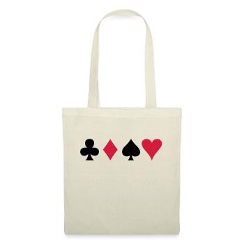 Alle vier Poker-Karten Karten-Anzüge in einer - Stoffbeutel - Natur - Vorne