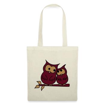 hiboux d'amour - Sac en tissu - nature - Devant