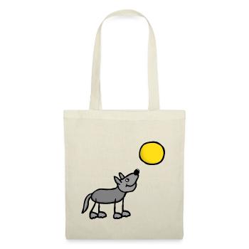 Hund Wolfshund Wolf Mond Vollmond - Stoffbeutel - Natur - Vorne