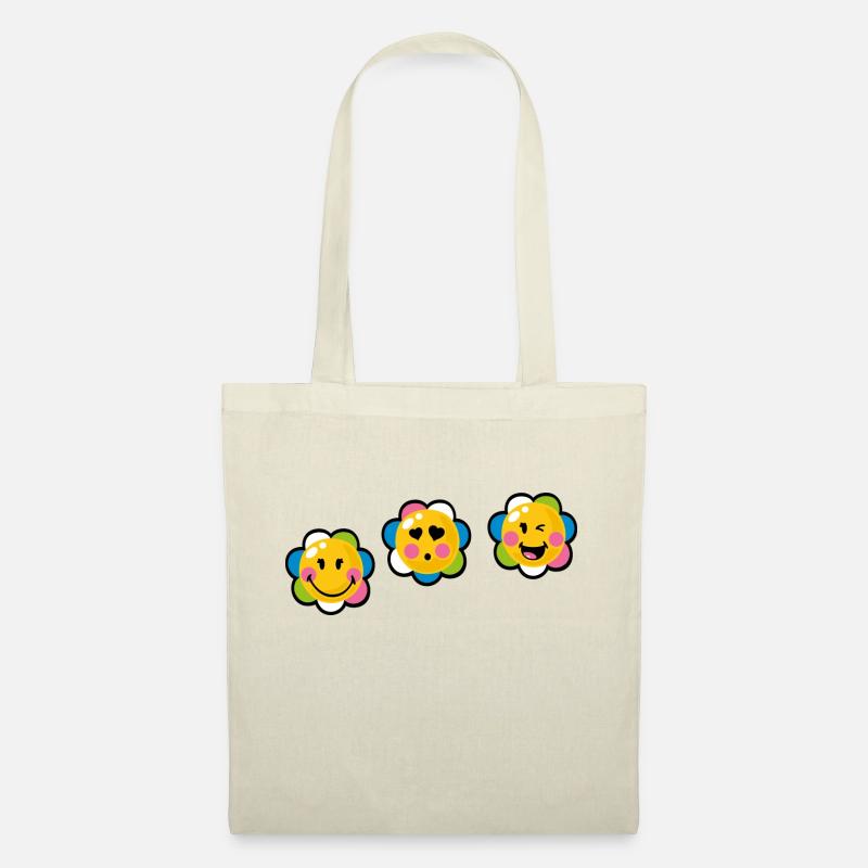 Smiley Kawaii Flower - Stoffbeutel - Natur