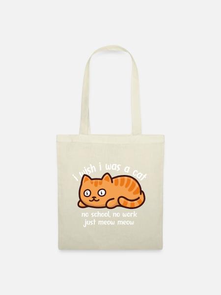 Wish-Cat (Weiß) - Stoffbeutel - Natur