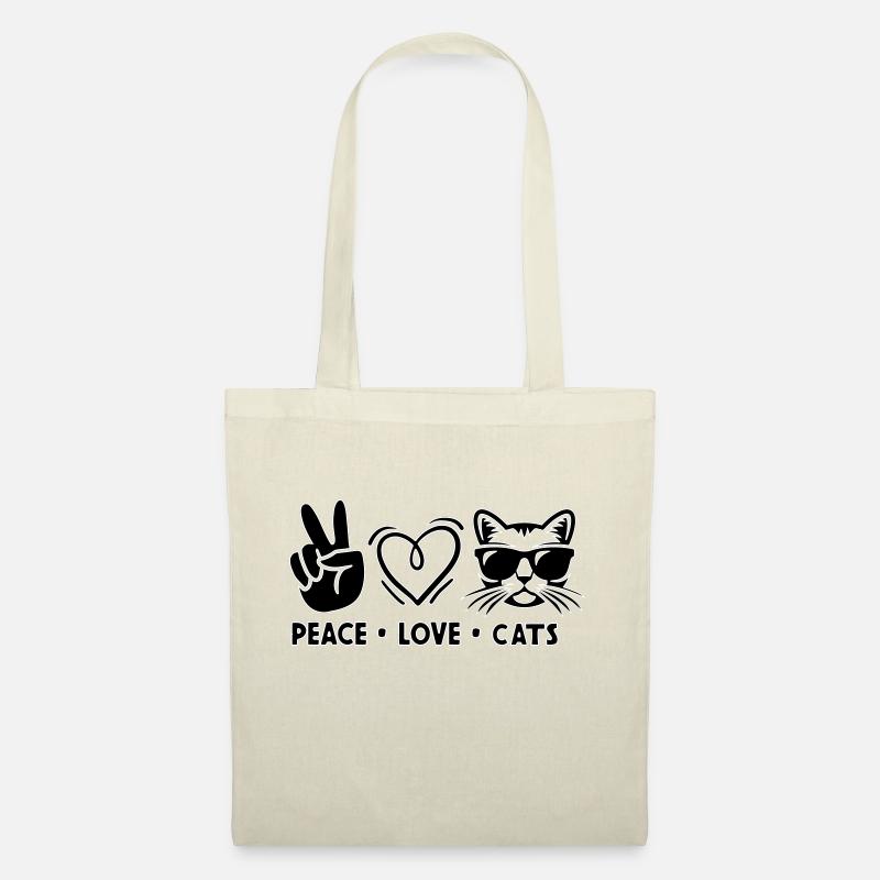 Peace Love Cats - Stoffbeutel - Natur