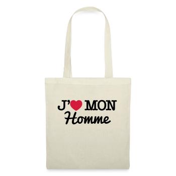 J'aime mon homme - Sac en tissu - nature - Devant