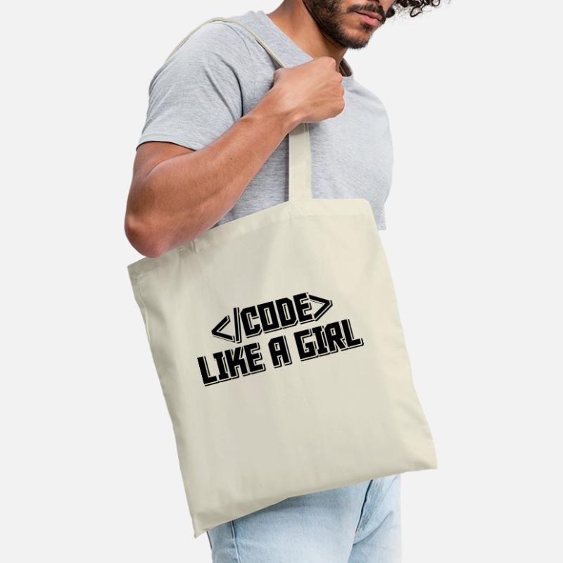 Code Like A Girl Coder Programmer Software Develop Stoffbeutel