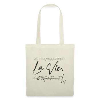 Rien à foutre, la vie c'est maintenant Noir - Sac en tissu - nature - Devant