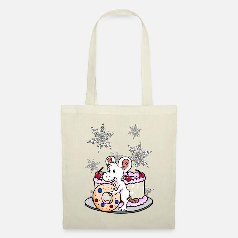 Xmas Weihnachten Maus naschen Weihnachtsgeschenk - Stoffbeutel - Natur