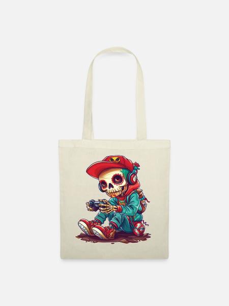 Candy Skull Gamer - Stoffbeutel - Natur
