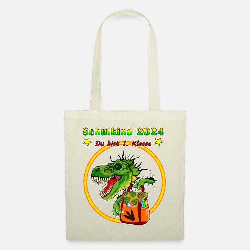 Schulkind Einschulung 2024 TRex - Stoffbeutel - Natur