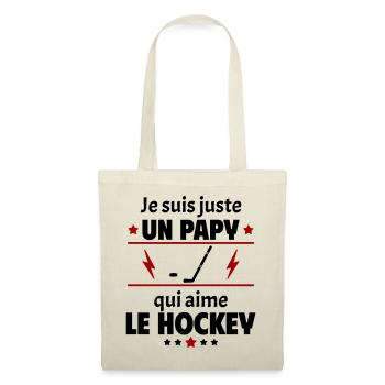 Juste un papy qui aime le hockey, cadeau noël - Sac en tissu - nature - Devant