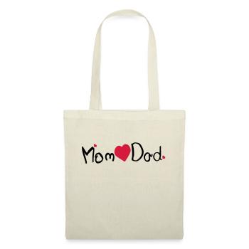 Maman coeur papa txt et coeurs rouges - Sac en tissu - nature - Devant
