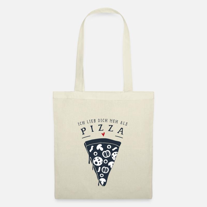 Schweizerdeutsch - Ich liebe dich mehr als Pizza - Stoffbeutel - Natur