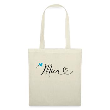 Mica nom Prénom Calligraphie coeur - Sac en tissu - nature - Devant