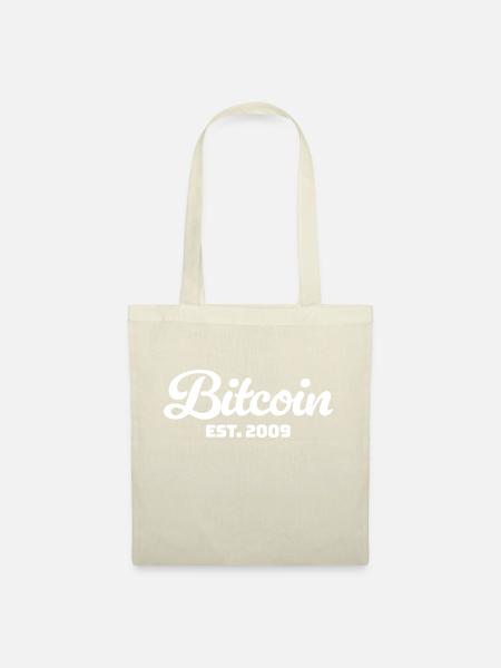 Bitcoin Est. 2009 – Klassisches Krypto Design - Stoffbeutel - Natur