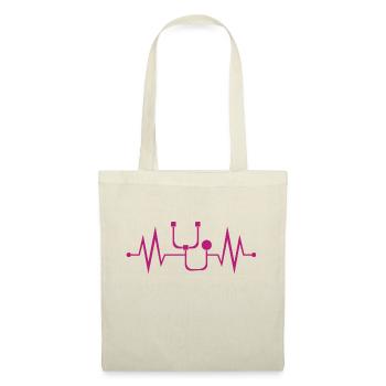 Infirmière - Infirmière - Battement de coeur - Sac en tissu - nature - Devant