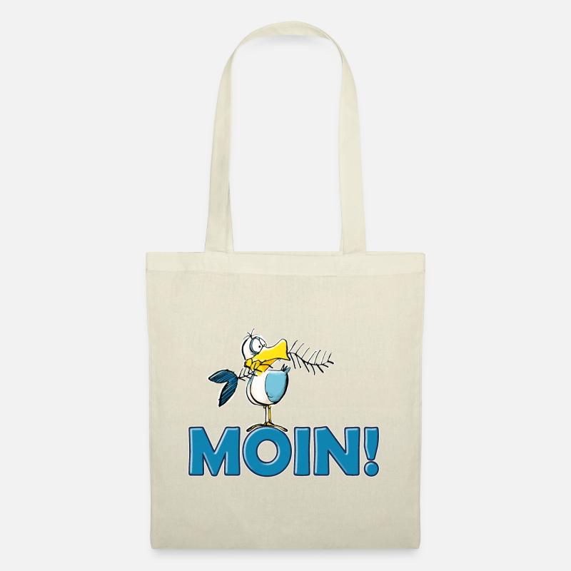 lustige Moin Möwe mit Gräte - Stoffbeutel - Natur