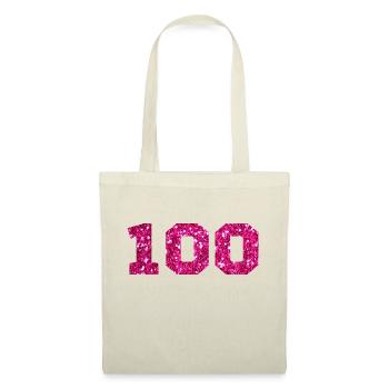 Numéro 100 paillettes rose - 100e anniversaire - Sac en tissu - nature - Devant