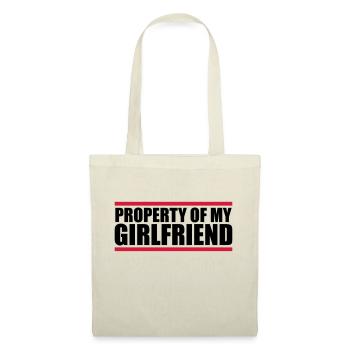 balken property of my girlfriend spruch design eig - Stoffbeutel - Natur - Vorne