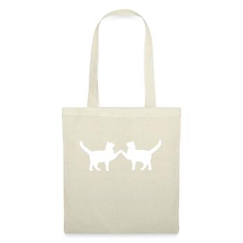 2 chats couple amis deux pattes mains salutation - Sac en tissu - nature - Devant
