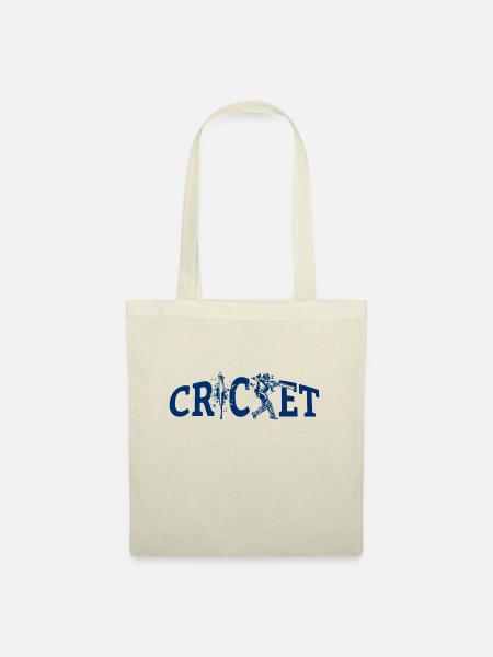 Cricket Lettering with Bat - Kricket - Stoffbeutel - Natur