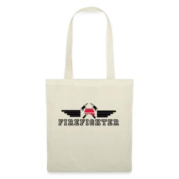 FIrefighter Logo mit Helm und Axt mit Wings - Stoffbeutel - Natur - Vorne