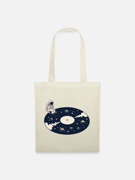 Kosmische Vinyl-Astronauten-Weltraummusik - Stoffbeutel - Natur