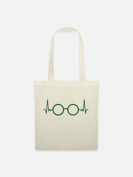 EKG Brille Optiker Geschenk Augenoptiker - Stoffbeutel - Natur