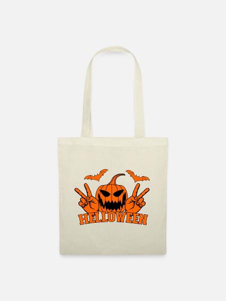 Helloween Frieden Victory Hand Symbol Fledermaus - Stoffbeutel - Natur