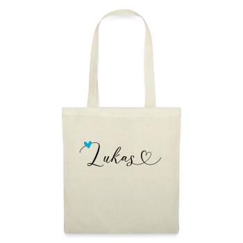 Lukas Nom Prénom Calligraphie Coeur - Sac en tissu - nature - Devant