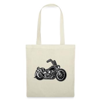 Chopper / Bobber Motorrad 02 schwarz weiß - Stoffbeutel - Natur - Vorne