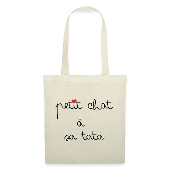 Petit chat à sa tata - Sac en tissu - nature - Devant