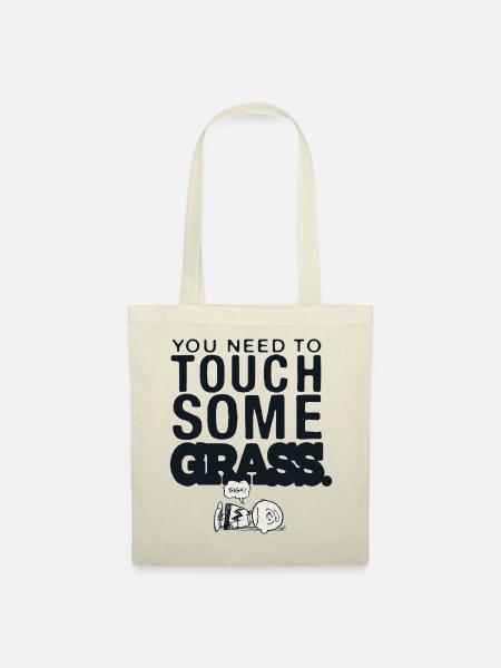 Peanuts Spruch Touch Some Grass Mit Charlie Brown - Stoffbeutel - Natur
