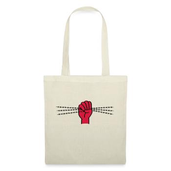 Symbole de protestation avec des barbelés. Poing serré. - Sac en tissu - nature - Devant