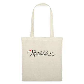 Mathilda Name Vorname Kalligrafieherz - Stoffbeutel - Natur - Vorne