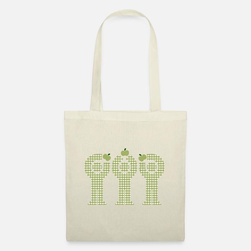 Green Gingham Minis Apfelfiguren - Stoffbeutel - Natur