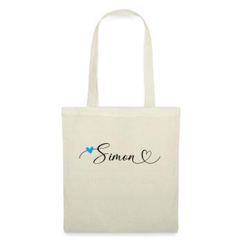 Simon Nom Prénom Calligraphie coeur - Sac en tissu - nature - Devant