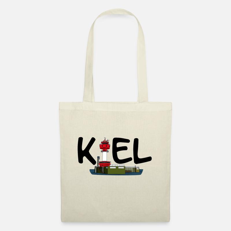 Kiel Logo mit Kieler Leuchtturm (schwarz) - Stoffbeutel - Natur