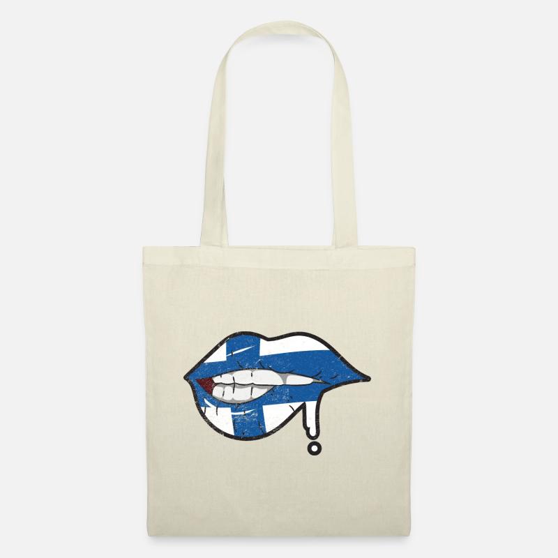 Finnland Flagge Lippen Suomen Lippu - Stoffbeutel - Natur