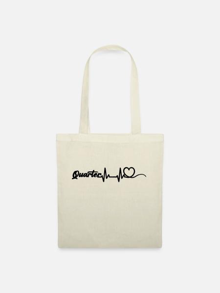 Heartbeat Herz mit Schriftzug Quarter schwarz - Stoffbeutel - Natur