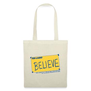Ted Lasso Believe Schriftzug Blau Und Gelb - Stoffbeutel - Natur - Vorne