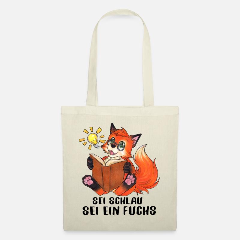 "Sei Schlau, Sei ein Fuchs" Niedlicher Fuchs - Stoffbeutel - Natur