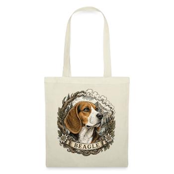 Beagle im Vintage Stil mit Berglandschaft - Stoffbeutel - Natur - Vorne