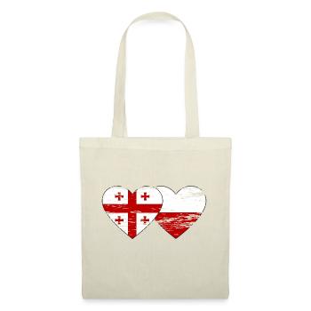 Géorgie Pologne drapeau coeur utilisé - Sac en tissu - nature - Devant