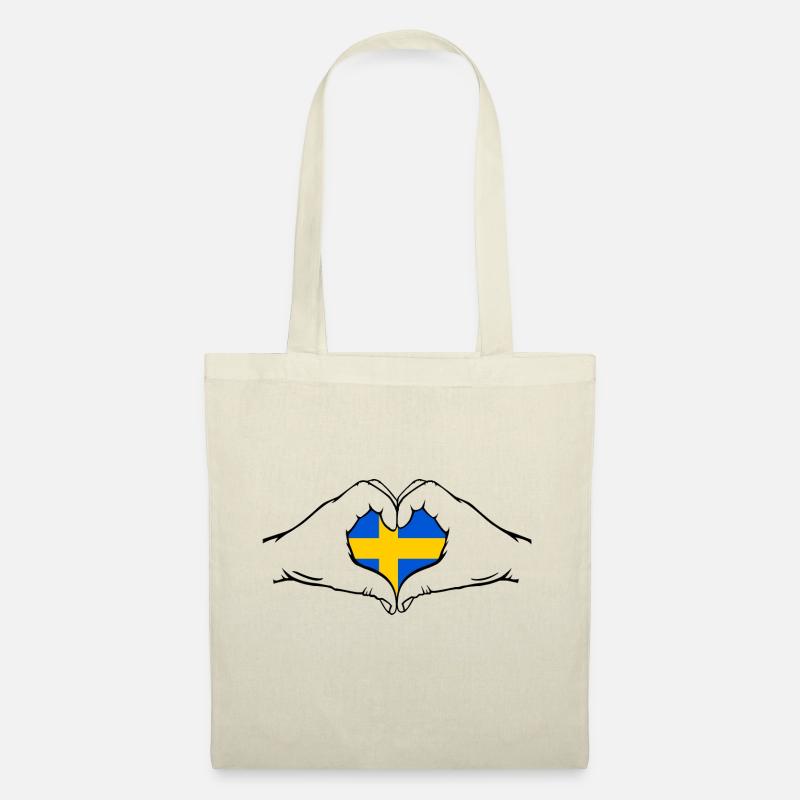 Schweden Flagge Hände Herzform - Stoffbeutel - Natur