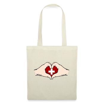 Suisse en forme de coeur avec les mains - Sac en tissu - nature - Devant