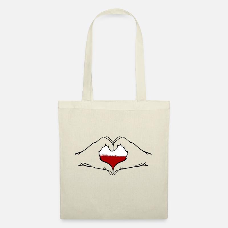 Drapeau de la Pologne en forme de coeur - Sac en tissu - nature